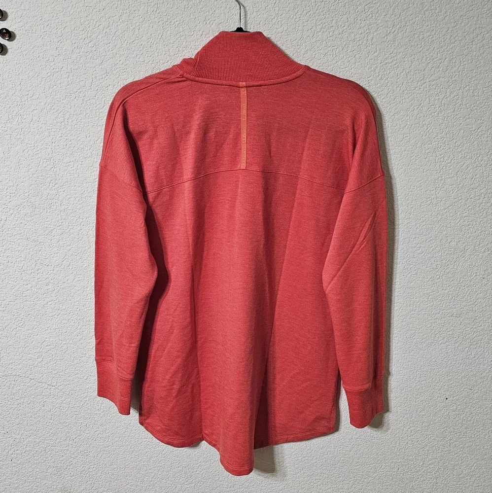 LL Bean Sweater Womens S SoftFlex Mock Neck Stretch Pullover Top Coral Red - Picture 2 of 10